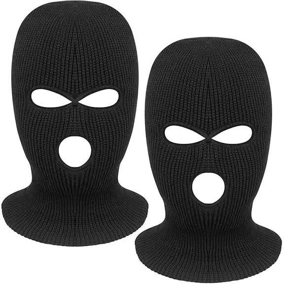 2 Pieces 3-Hole Full Face Mask Cover Ski Mask Winter Balaclava Cap Knitted Face Cover for Winter Outdoor Sports