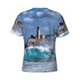 thumbnail image 6 of Qekee Lighthouse in Havana Classic Fit T-Shirt Men's Shirt Men's Tight Short Sleeves for Exercise, Running, Mountaineering - Lighthouse in Havana, 6 of 9