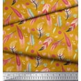 thumbnail image 2 of Soimoi Gold Rayon Fabric Artistic Feather Print Sewing Fabric Yard 56 Inch Wide, 2 of 3