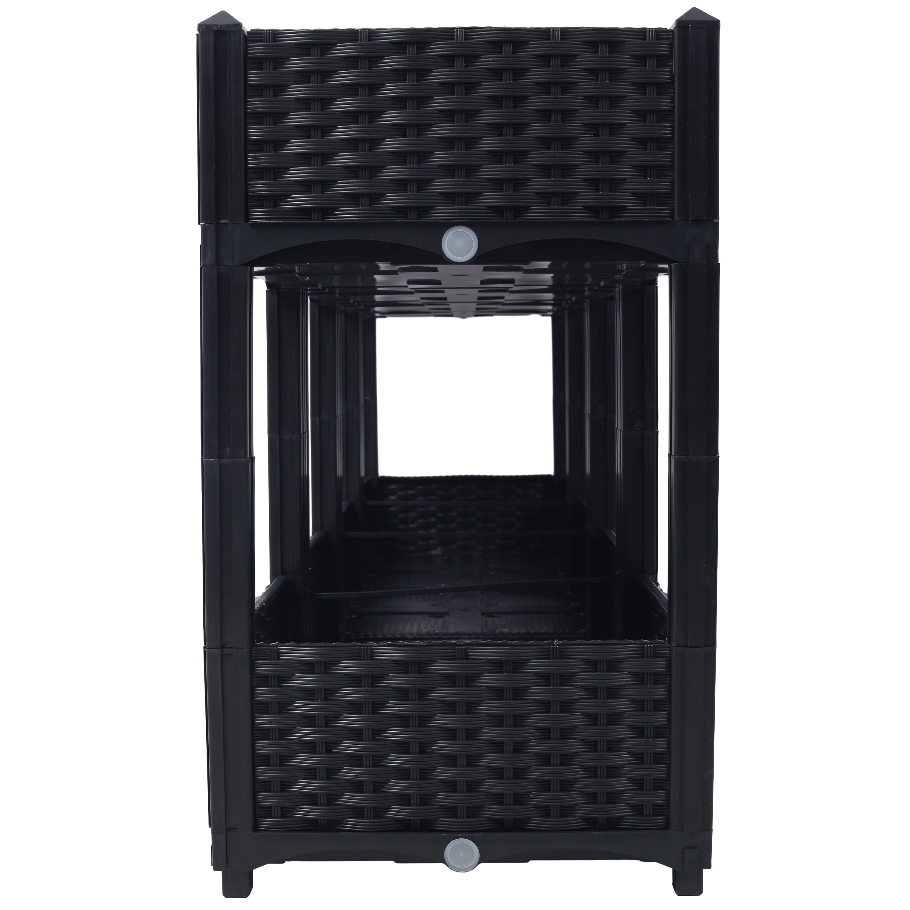 AsterOutdoor Planter Raised Beds, Elevated Garden Box , Polypropylene Rattan Pattern with Drainage Plug