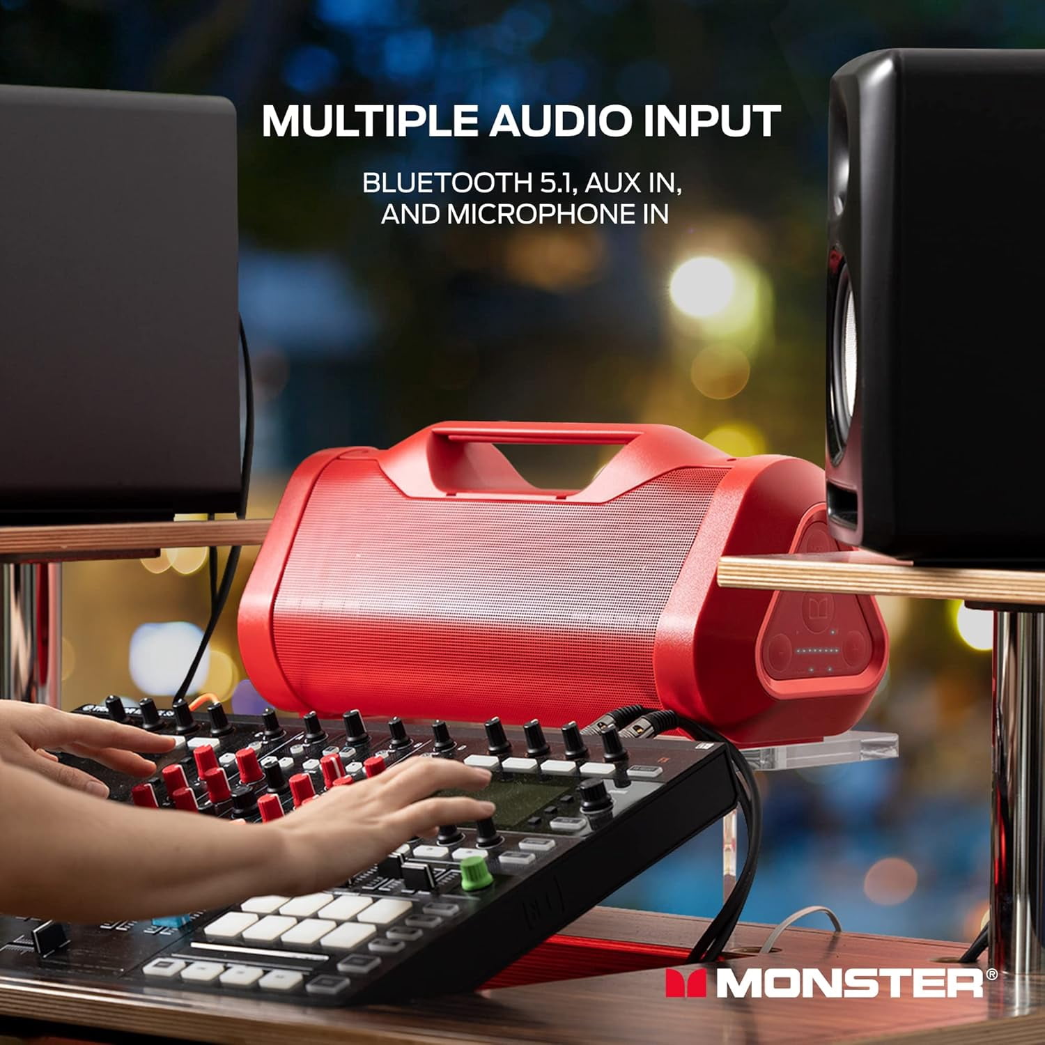 Monster Blaster 3.0 Portable Speaker, 120W Wireless Bluetooth Speaker, IPX5 Rechargeable Waterproof, Charge Out & Aux Input