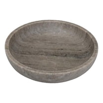 Benjara Decorative Bowl- Gray Marble- Natural Veining Patterns- 10" Round