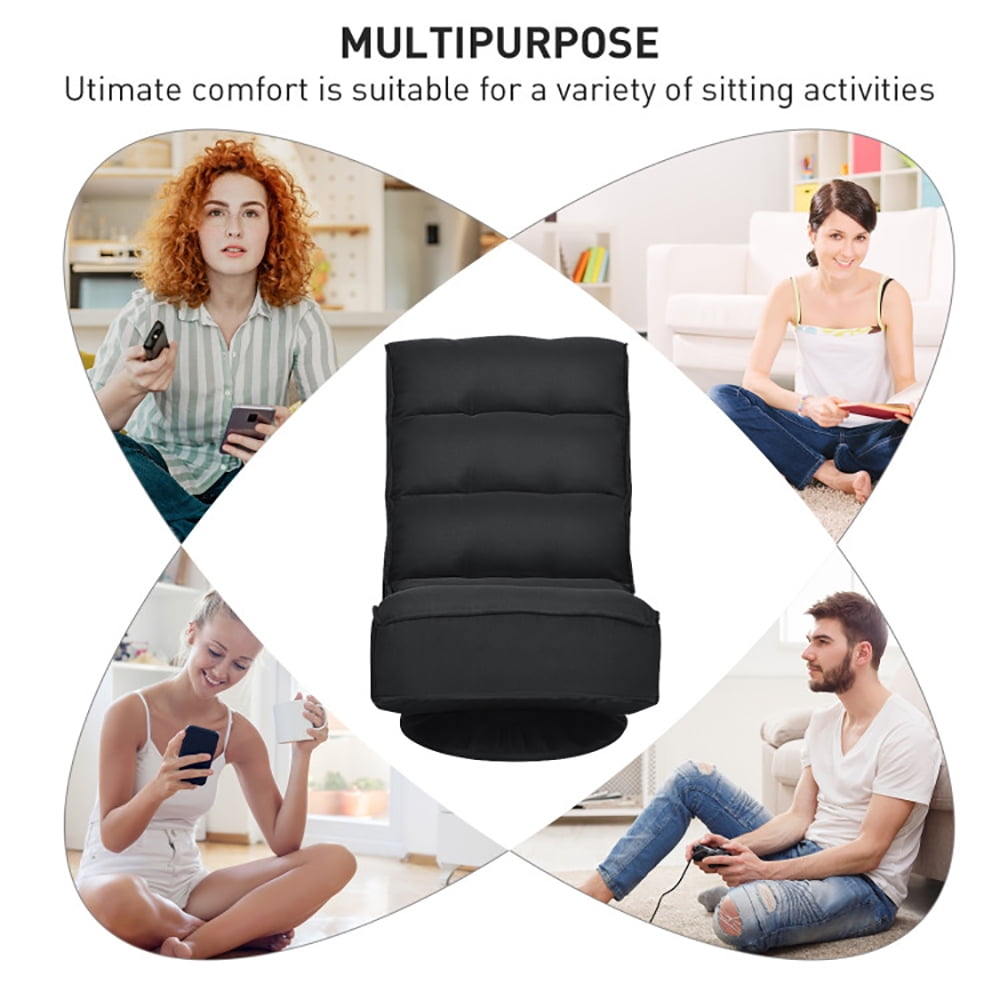 Finihen 360 Degree Swivel Floor Chair, 5-Position Folding Floor Gaming Chair, Lazy Lounge Chair for Relaxing Reading Gaming TV Watching, Black Finihen 360 Degree Swivel Floor Chair, 5-Position Folding Floor Gaming Chair, Lazy Lounge Chair for Relaxing Reading Gaming TV Watching, Black