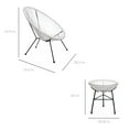 thumbnail image 7 of Best Choice Products 3-Piece All-Weather Patio Acapulco Bistro Furniture Set w/ Rope, Glass Top Table - White, 7 of 7