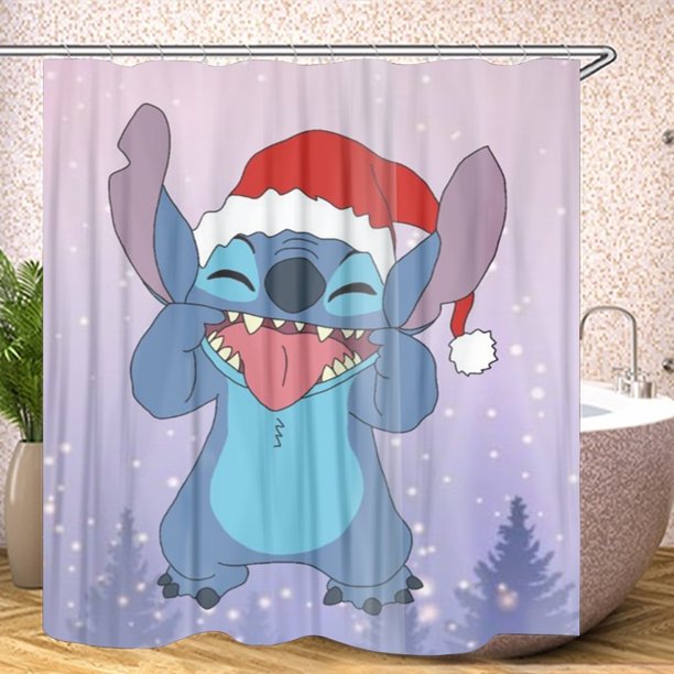Disney Lilo Stitch Shower Curtain Christmas Holiday Shower Curtain for