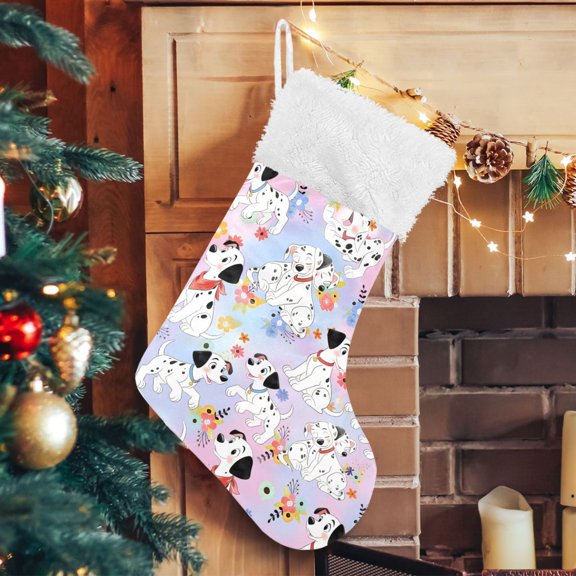 Rvynso Christmas Stockings Funny Dalmatian Dog 17.7" Large Stocking Decoration 1 Pack