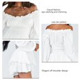 thumbnail image 5 of Jumpsuit Off Shoulder Long Sleeve Ruffle Flounce Hem Dot Print Casual Dress Romper For Women White S Bienvenido, 5 of 6