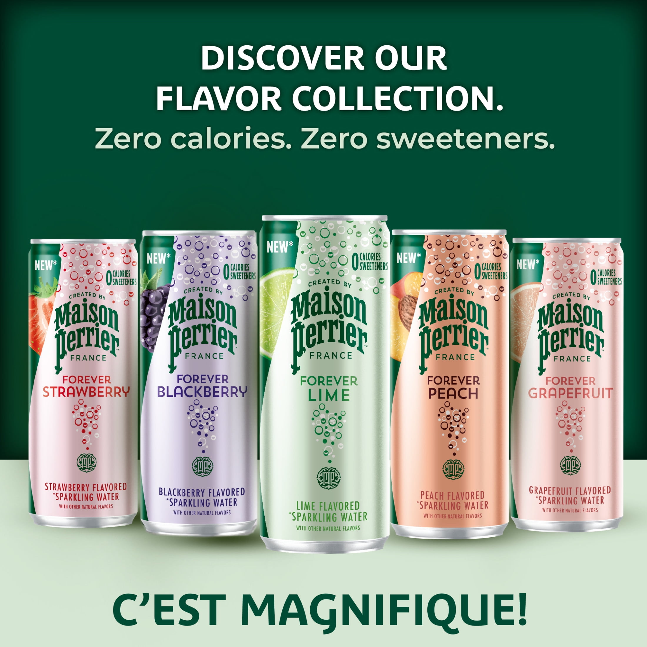 Maison Perrier Forever Lime Sparkling Water, Recyclable, 11.15 fl oz, 24 Pack Cans