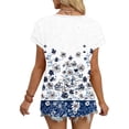 thumbnail image 6 of Zylanna Women's T-Shirts Blouse, Summer Short Sleeve Floral Print V-Neck Fashion Tee Tops Light Blue, 6 of 7