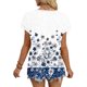 thumbnail image 5 of Tops de Manga Corta de Verano para las Mujeres No Posicionamiento Impresión Color Sólido V-Cuello Tee, Camiseta Casual para el Uso Diario de Primavera, 5 of 7