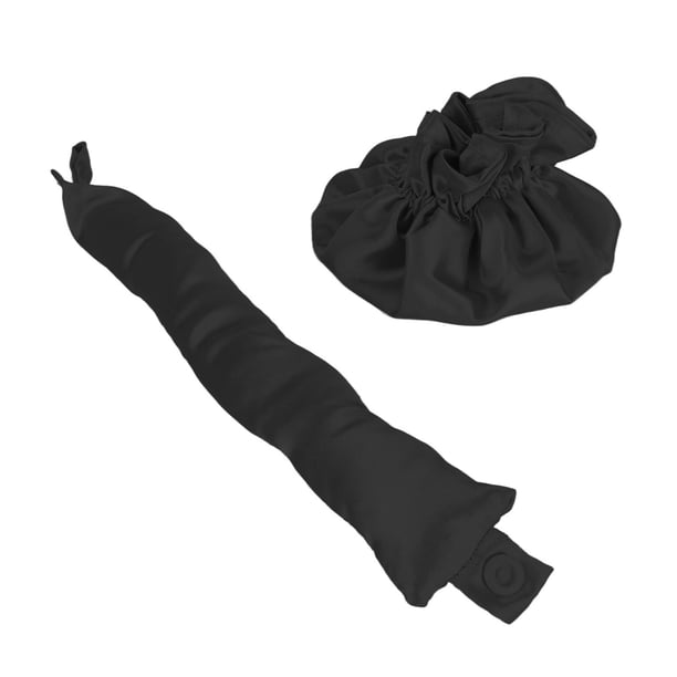 Kit De Peinado Para Moño Sin Calor, Rizador Portátil De Satén Suave Sin Calor, Herramientas De Peinado Para Cabello Largo DIY, Rizadores Sin Calor Para Dormir Con Cabello Largo (negro)