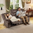 thumbnail image 4 of Ebello 88" 3-Seater Manual Reclining Sofa, Soft Fabric Recliner Couch with Padded Headrest & Armrests, Overstuffed Recliner for Living Room, Brown, 4 of 8