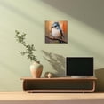 thumbnail image 2 of ZHONGYUTONG Bird Canvas Wall Art Blue White Bird Pictures Sparrow on Tree Branch Painting Animal Artwork for Bathroom Decor Framed (18.00" x 18.00"), 2 of 5