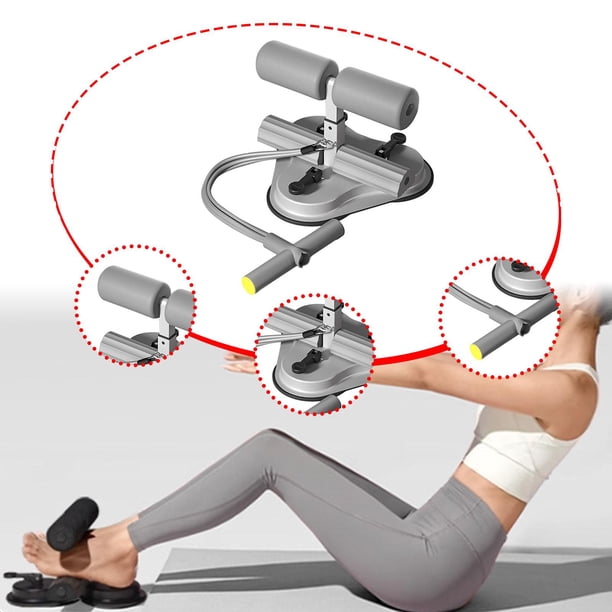Barra de abdominales compacta con 3 ventosas fuertes para entrenamiento abdominal en gimnasio, interior y hogar. Gris