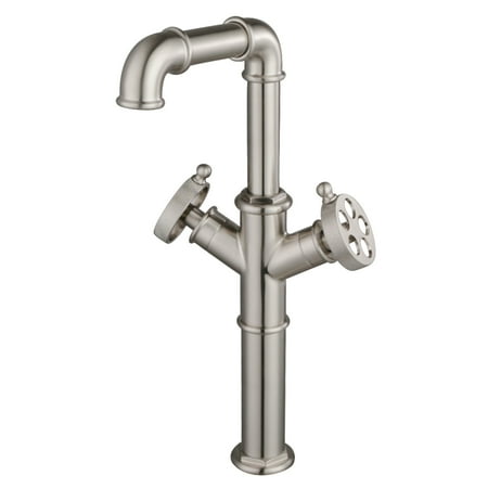 Kingston Brass LS6608RKZ Wendell Double-Handle Vessel Faucet with Knurled Handle, Brushed Nickel