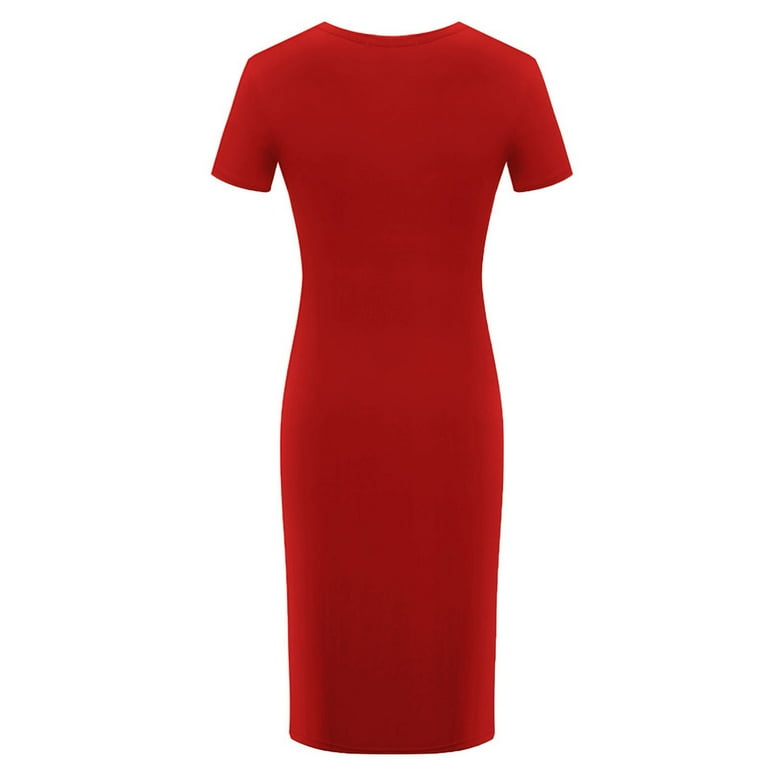 knit v neck dress V Neck Knit Bodycon Slit Midi Dress - MEDIUM / White