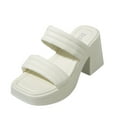 thumbnail image 5 of Platform Slip on Sandals for Women 2025 Fashion Casual Square Toe Wide Width High Heels Slides, 5 of 7