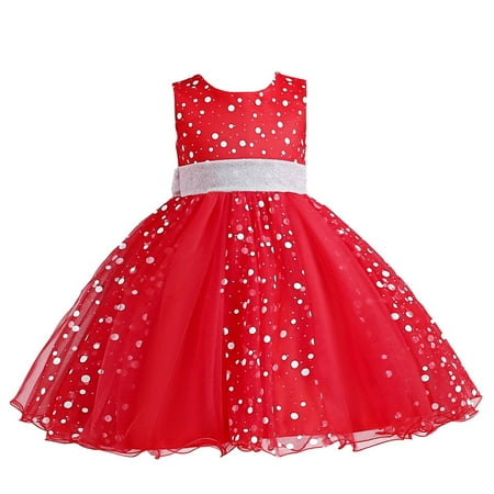

Summer Savings Clearance 2023! loopsun Kids Dress Girls Sleeveless Princess Dress Bow Tie Lace Flowers Mesh Dress Tufted Dress Red 5-6 Years