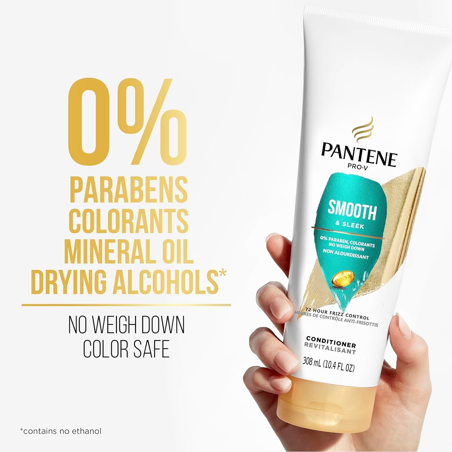 Pantene Pro-V Smooth & Sleek Shampoo & Conditioner for Frizzy Hair, 12oz/10.4oz
