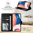 thumbnail image 4 of SaniMore for iPhone 15 Pro 6.1" 2023 Case, PU Leather Luxury Marble Flip Cover with Detachable Wrist Strap Card Slot Kickstand Shockproof Magnetic Buckle Protective Shell, Black, 4 of 8