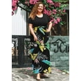 thumbnail image 5 of SHOWMALL Plus Size Summer Maxi Dress for Women Colorful Plantain 2X Short Sleeve Crewneck Casual Beach Bohemian Full-Length Long Sun Dresses with Pockets, 5 of 7
