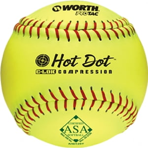 Dot Slow Pitch Softballs - ASA Hot Dot AHD12SY Softball