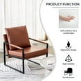thumbnail image 3 of 2-Piece Set of Waterproof PU Accent Arm Chair with Metal Frame and High Back, Modern Leisure Office Chair with 3.94" Soft Seat Cushion, Upholstered Armchair for Livingroom Reading Room Bedroom, Brown, 3 of 9