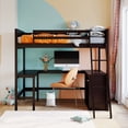 thumbnail image 2 of Full Size Loft Bed With Shelves and Desk, Wooden Loft Bed With Desk - Espresso, 2 of 9