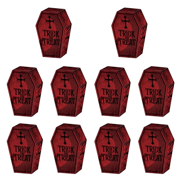Candy Box 10 Pack Small Coffin Shape Gothic for Halloween Trick Or Treat Party
