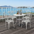 thumbnail image 4 of Gymax Table à Manger Rond de Patio 31,5 Pieds' pour 4 avec Trou pour Parasol 2 Pieds' Table d'Appoint d'Extérieur, 4 of 7