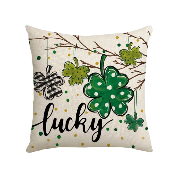 St Patricks Day Pillow Covers 18x18in Green Shamrock Decorative Outdoor Throw Pillow Covers Vintage Spring Pillow Cases for Couch Sofa Bed Home Decor