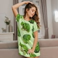 thumbnail image 3 of Wukai Broccoli 3 Print Women's Loose Short Sleeve Nightgown, Soft Sleep Dress for Comfortable Relaxation, Casual Lounge Wear, 3 of 6