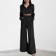 thumbnail image 3 of Pantalones Conjunto de pantalones de 2 piezas para mujer, estilo informal, cuello vuelto, traje diario de retales Cgtredaw Negro T M para Mujer, 3 of 6