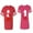 Men Red / Women Pink, variant on Her Jack His SallyUnisex Couple Matching Cotton Jersey style T-Shirt Contrasting stripes on sleeves (Men Red / Women Black) (Men S / Women S)
