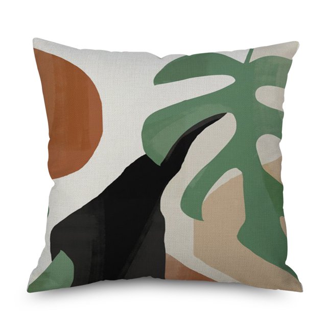 Ins Wind Linen Pillowcase Simple Creative Cushion Abstract Leaf Pillow Square Cushion Cover 6