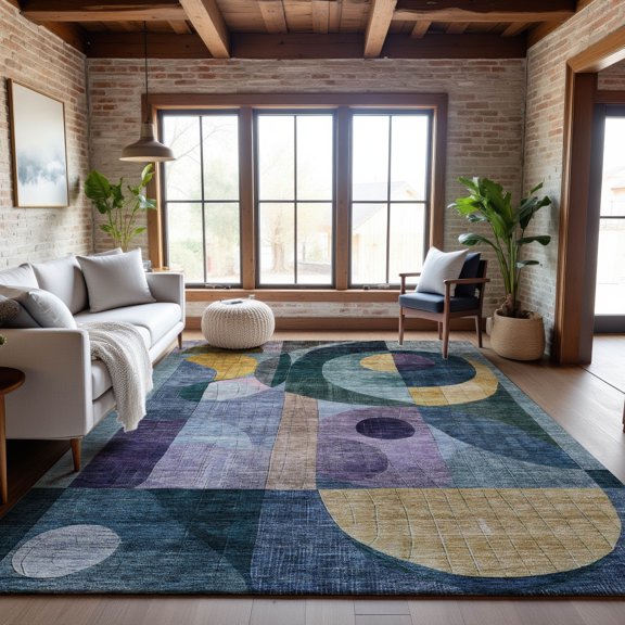Addison Rugs Mayfield Premium Machine Washable Transitional Modern Blue Rectangle Rug, 8' x 10'