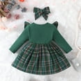 thumbnail image 5 of GYRATEDREAM Christmas Dress for Toddler Baby Girls Long Sleeve Knit Top Stitching Plaid Skirt Xmas Clothes 3M-3T, 5 of 9