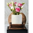 thumbnail image 3 of Serene Spaces Living Large White Studded Ceramic Vase, 7.5" Diameter & 7" Tall, 3 of 5