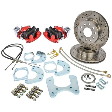 JEGS Ford 9 in. Rear Disc Brake Conversion Kit for Select 1968-1977 Ford Cars [Premium Kit w/E-Brake & Raw Calipers]