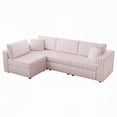 thumbnail image 4 of 106.3" Soft L-shaped 4-Person Sofa in Light Pink - Modern Plush with Detachable Cushions for Living Room, 4 of 11