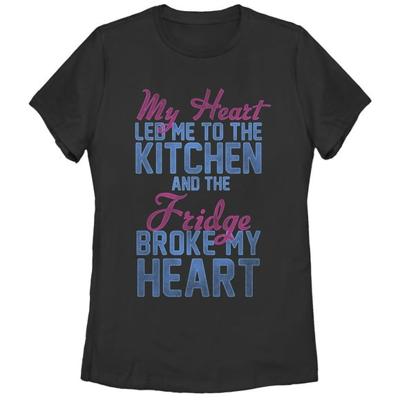 Women's CHIN UP Heart Led Me to Kitchen  Graphic Tee Black X Large