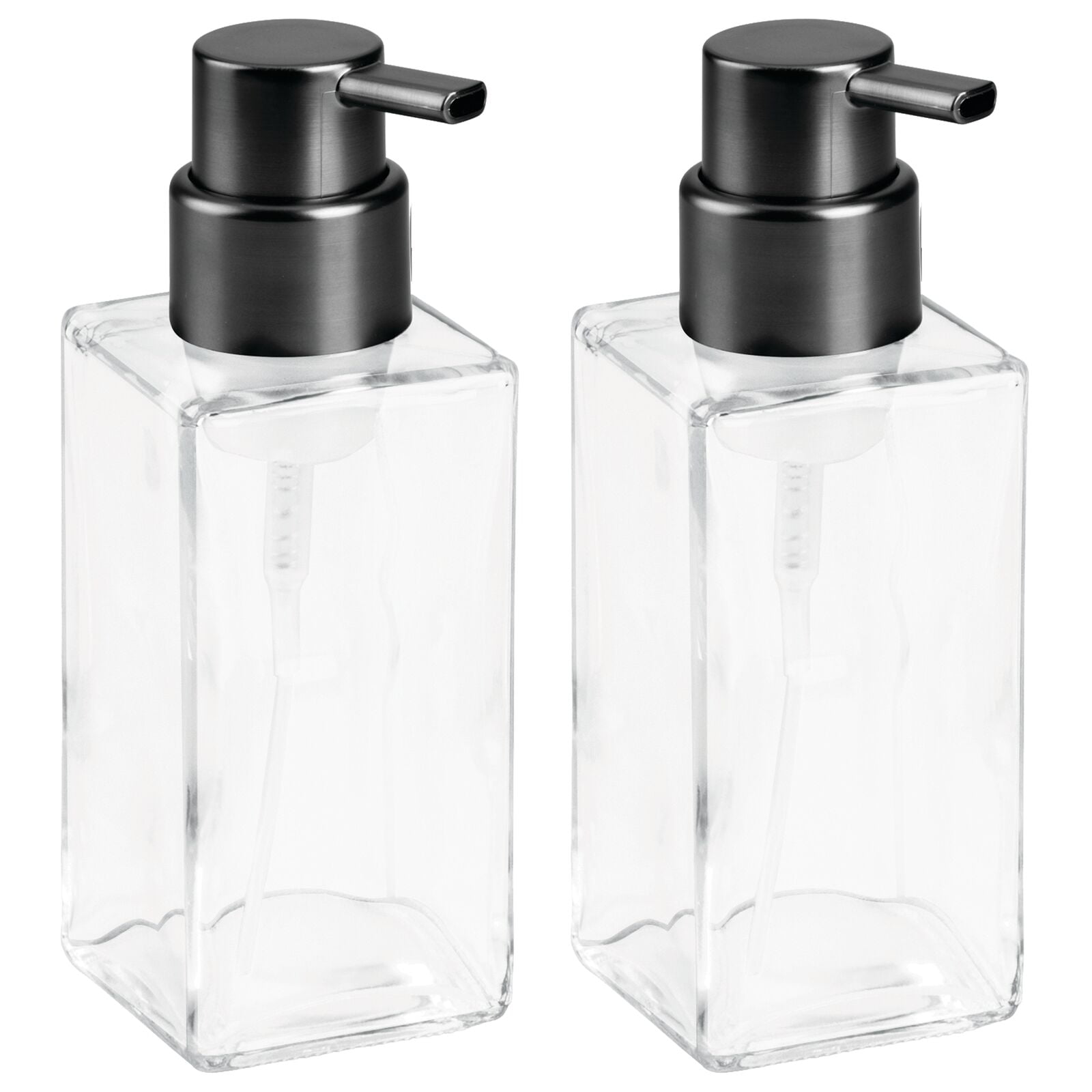 Bathroom Clear/Bronze mDesign 2 Soap Dispenser Pumps and Caddy for Kitchen 