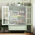 thumbnail image 7 of Modern Hallway Cupboard With Double Glass Doors And Drawer In Mint . Quality Material, Solid Wood Leg Frame, Tempered Panels. Adjustable Shelving System, Practical Space. 28''d×15''w×38''h, 48.4 Lbs, 7 of 7