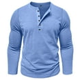 thumbnail image 4 of YYDGH Men's Henley Shirts Long Sleeve Cotton Button T Shirts Casual Solid Color Pullover Tops Blue M, 4 of 7