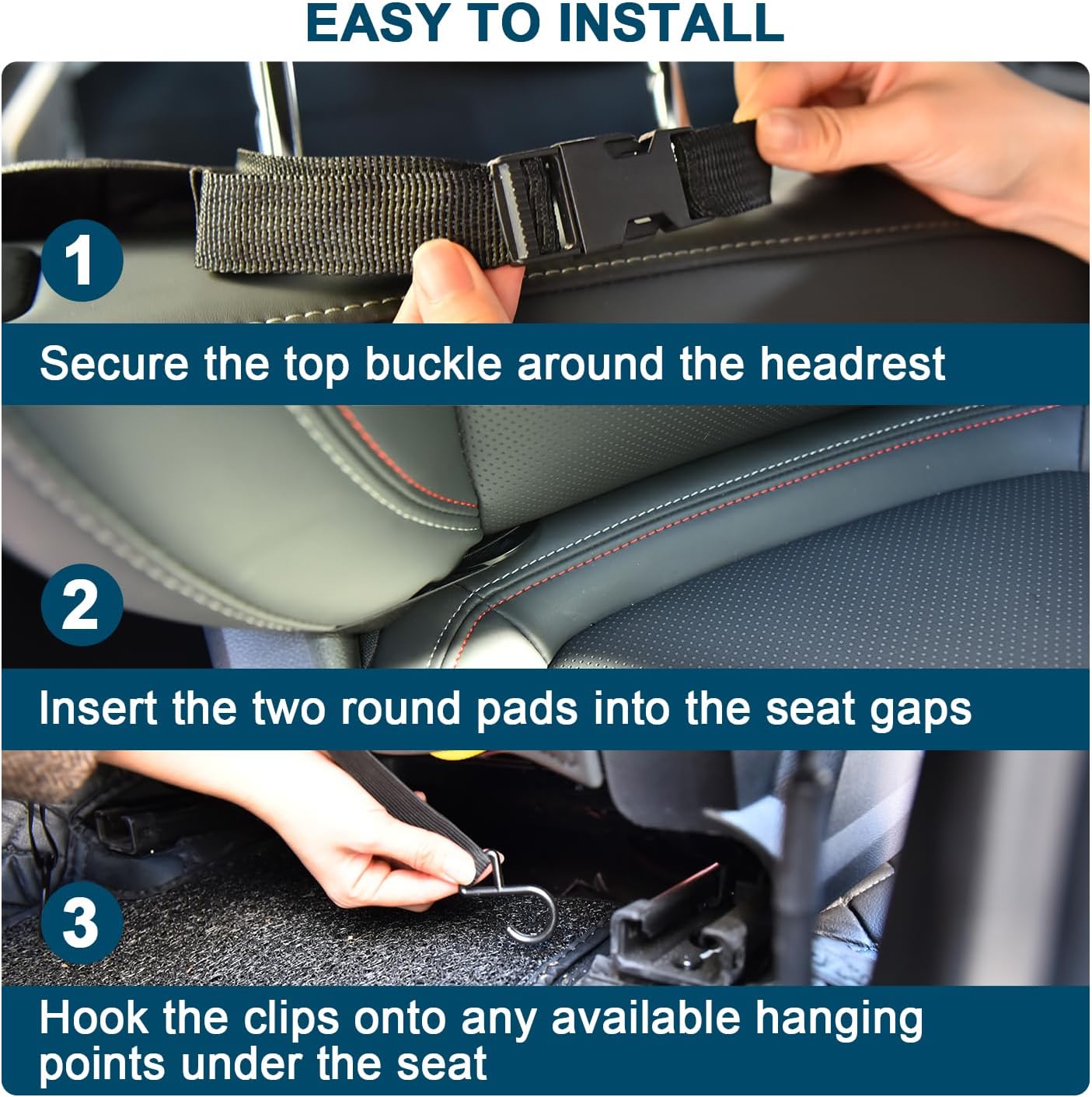 Car Backseat Organizer with Foldable Table Tray, Premium Leather Car Seat Back Protectors Kick Mats, Toy Storage Box with 10 Inch Touch Screen, Tablet Holder