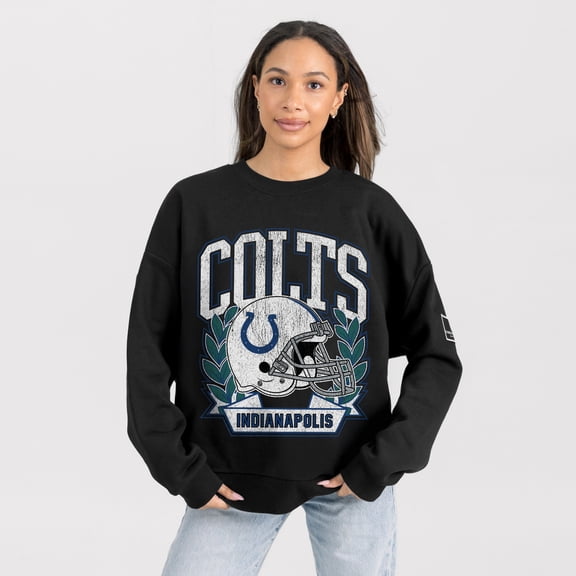 Women's Gameday Couture Black Indianapolis Colts Oversized Victory Lane Black Label Premium Fleece Sweatshirt