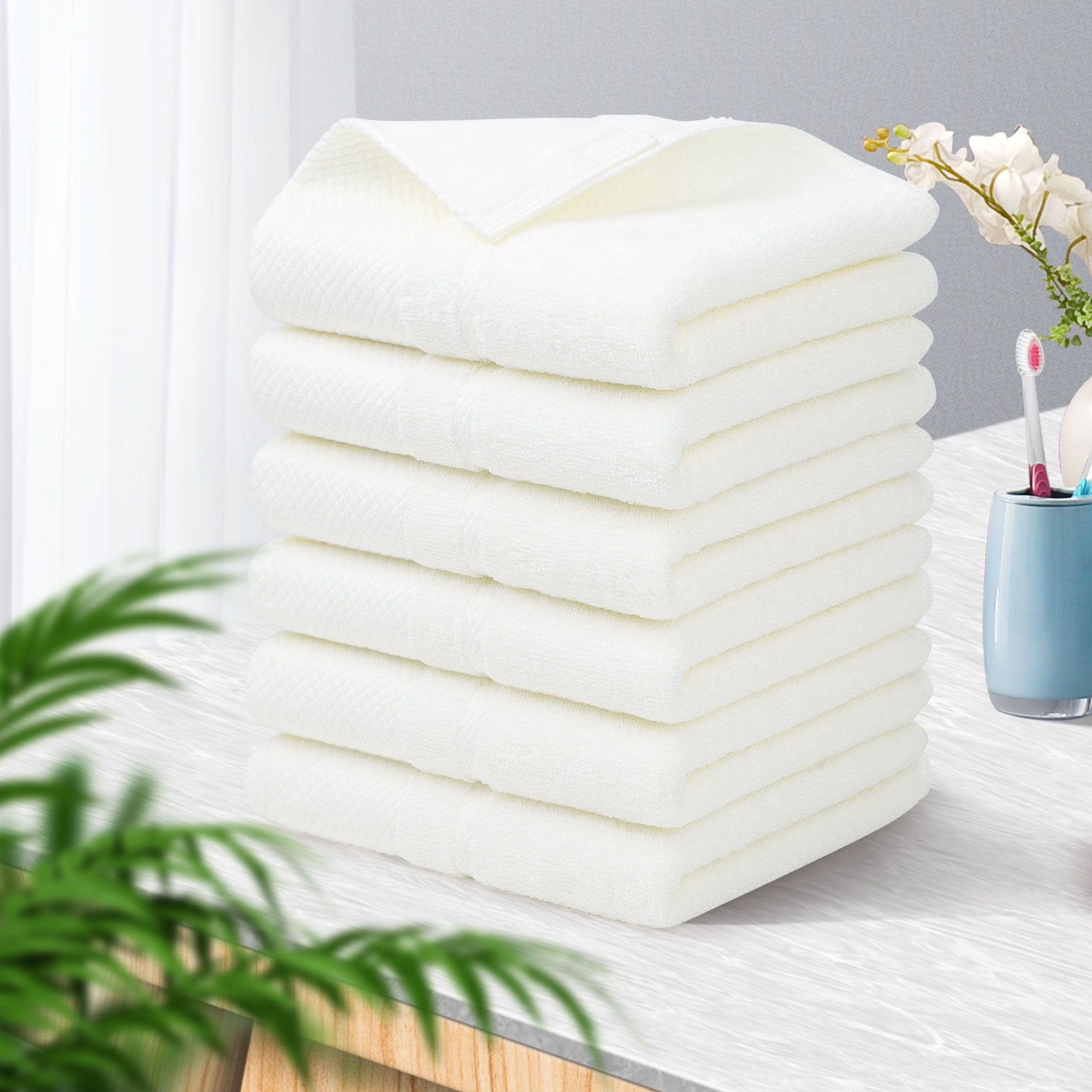 REGALWOVEN Hand Towel Set 14" x 30", Soft 100% Combed Cotton 600 GSM Luxury Towels for Bathroom Kitchen Beige 6