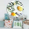 thumbnail image 2 of Designart 'Wild Spring Chamomile Flowers On Geometric Lines' Traditional Circle Metal Wall Art 29x29 - Disc of 29, 2 of 5