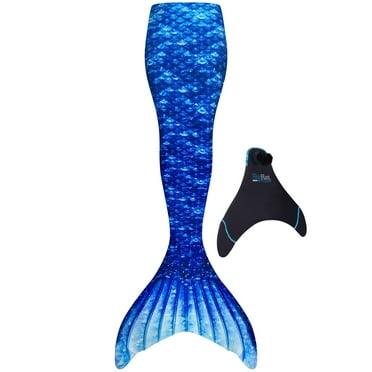 Fin Fun Mermaidens - Mermaid Swimming Tail with Monofin for Teens, Teen 12 Size,Arctic Blue, 2 Pcs