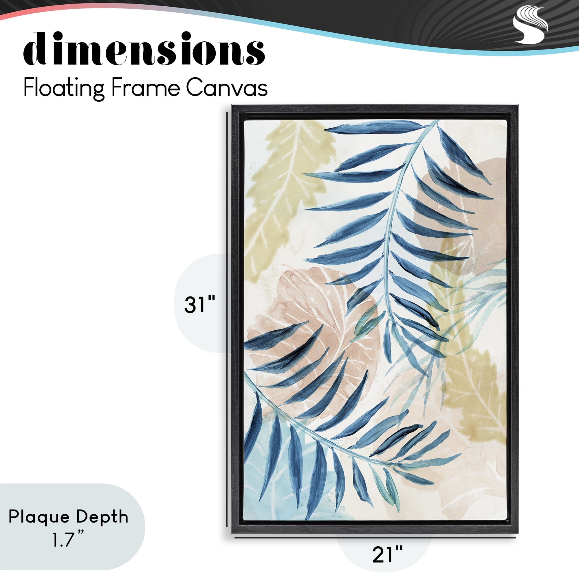 Stupell Industries Palm Fronds in Pastel Haze Black Framed Floater Canvas Wall Art, design by Nan